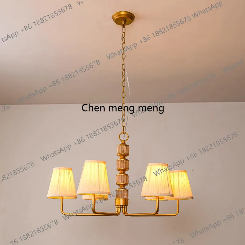 American retro wood chandelier restaurant French medieval fabric simple creative bed and breakfast bedroom