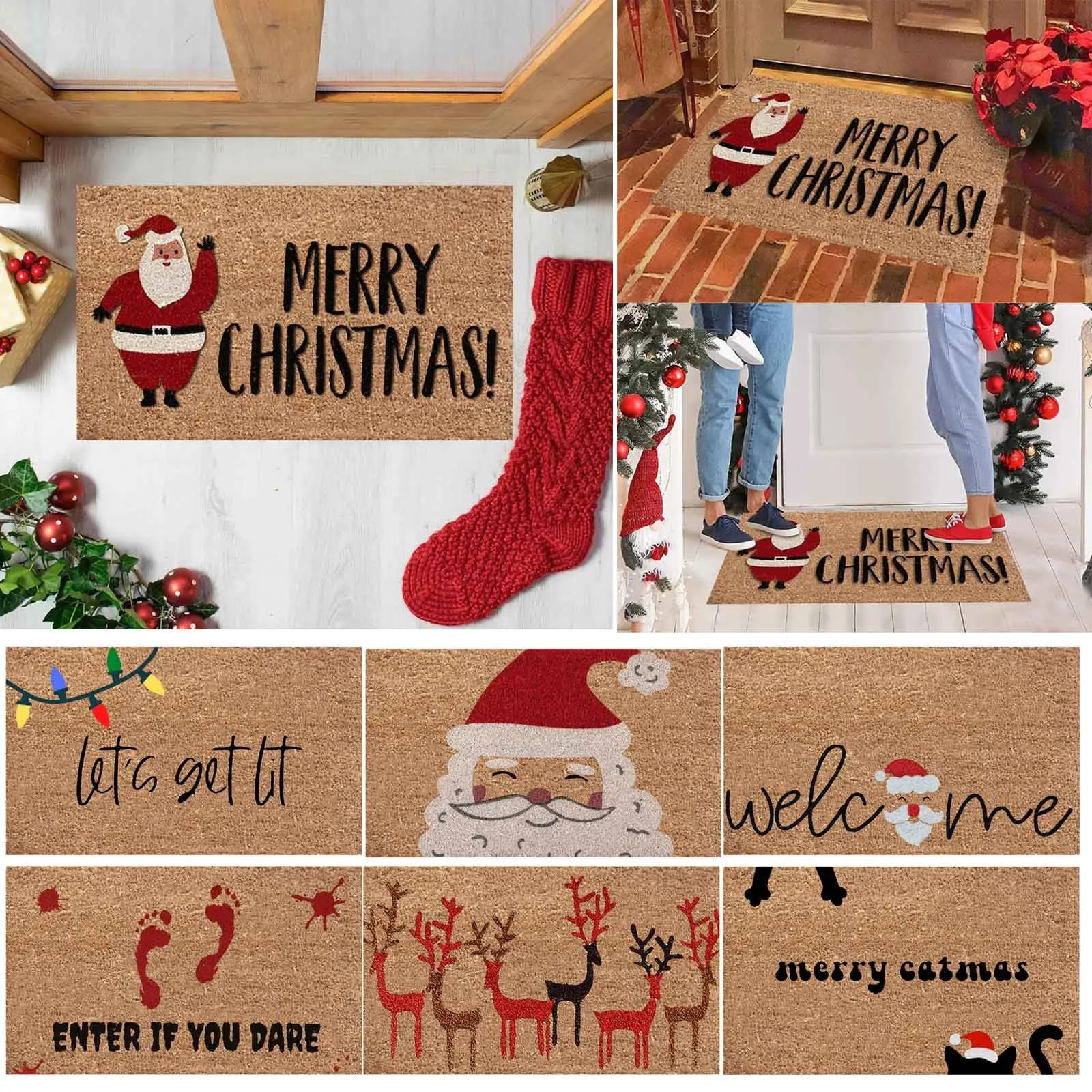 1PC Christmas Doormat Holiday Doormat Christmas Indoor Outdoor Welcome Mat Floor Mat Home Decor Merry Bedroom Fuzzy Rugs