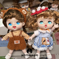 22CM BJD Doll with Cute Face Colorful Stereoscopic Glass Bead Labbu Clothes Birthday Gift for Girls Big Eyes Doll Expressions