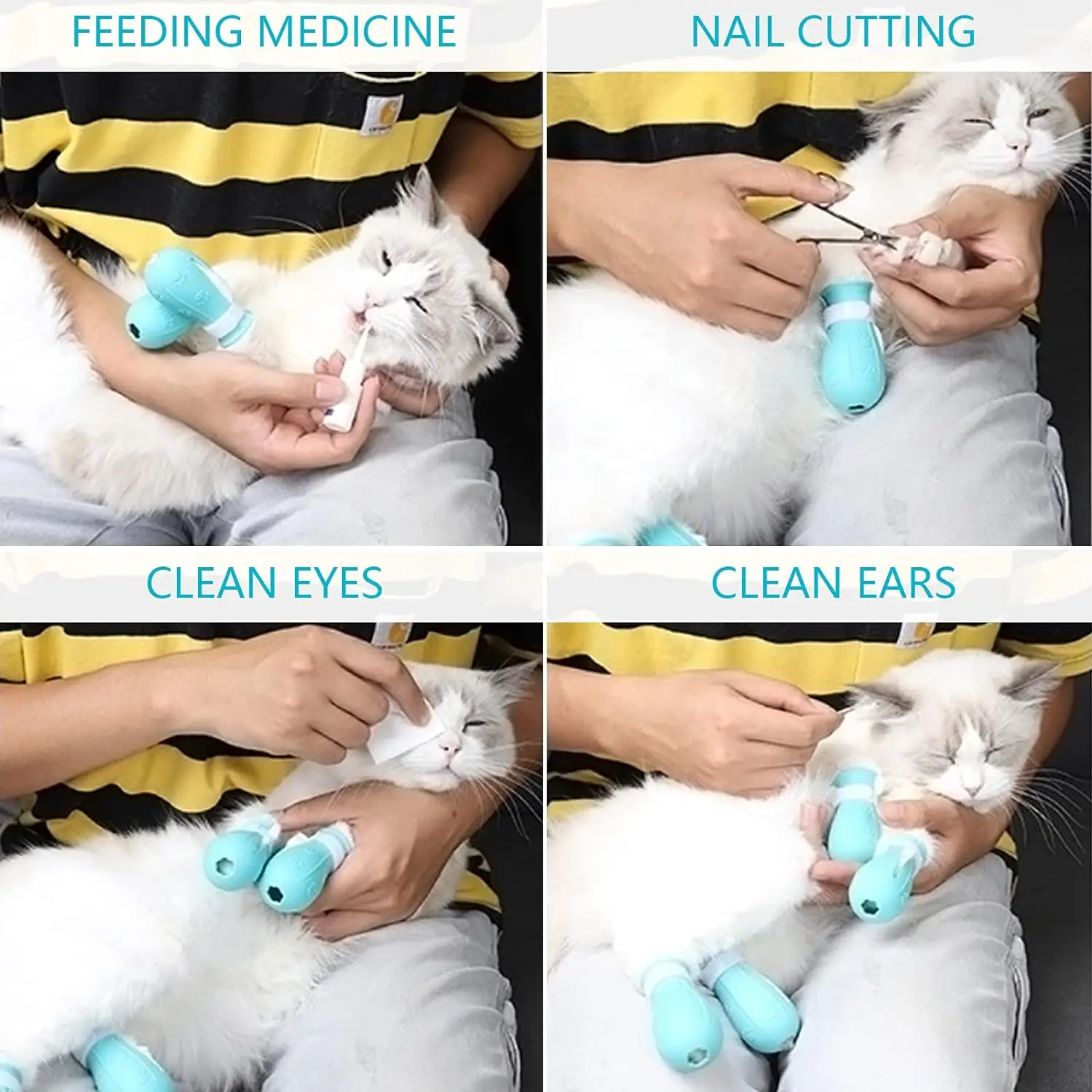 Cat Claw Protector Cat Shoes Cat Adjustable For Pet Bath Wash Boots Silicon Anti Scratch Cat Mittens Pet Grooming Supplies