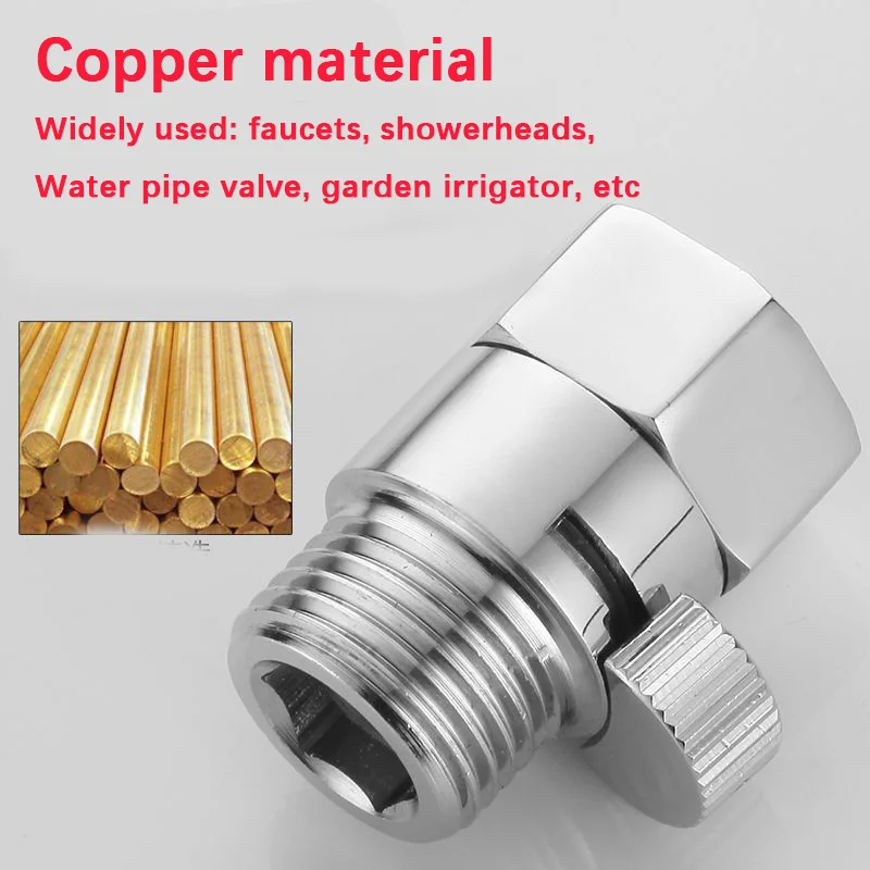 Bathroom Shower Brass Junction Water Flow Control Valve Straight through Shu -off Angle Valve Bath Water Tap Accessory