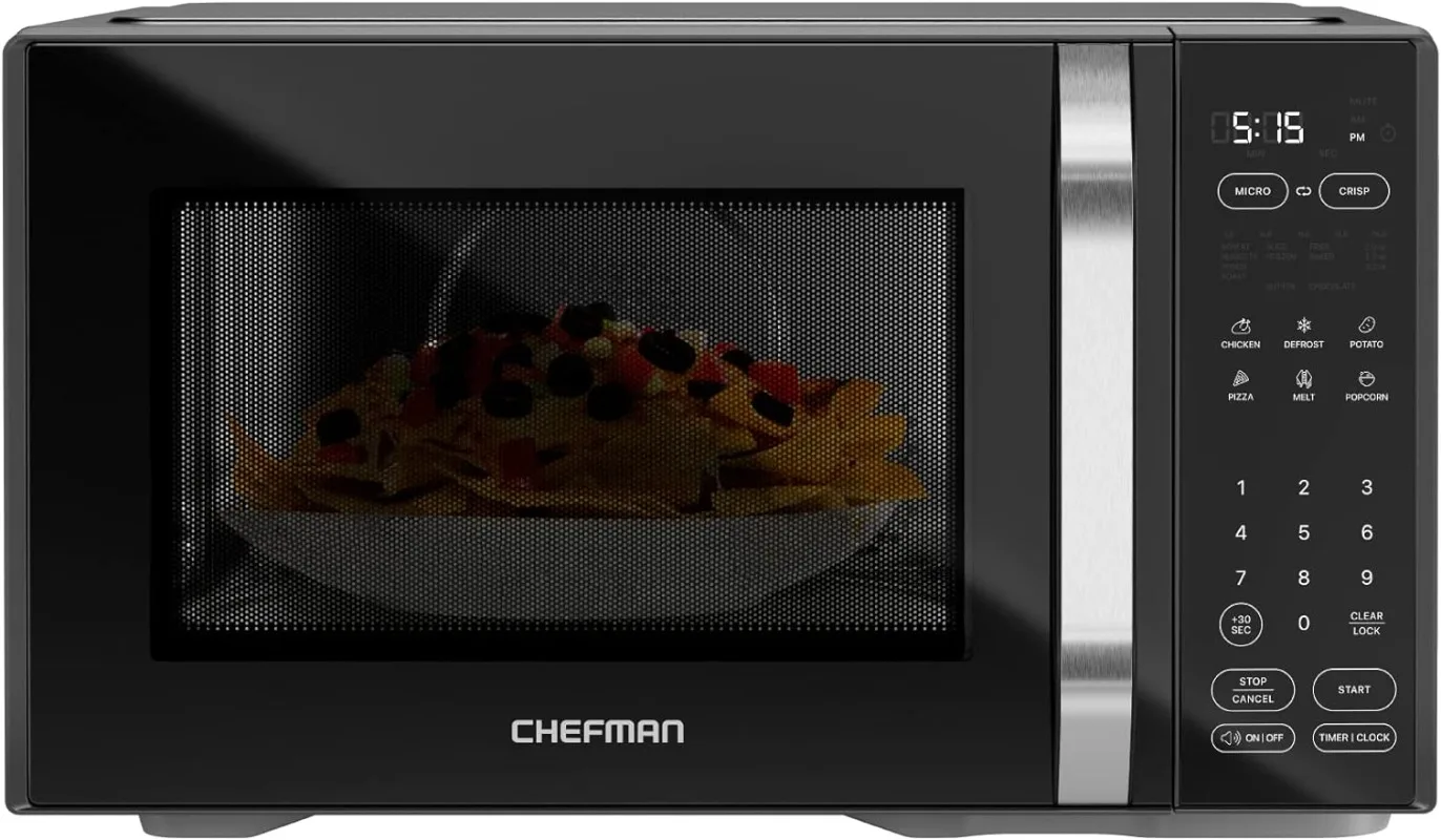 Chefman Countertop Digital Microwave Oven, 1.0 Cu Ft, Dual-Cook 1000W Microwave +1500W Crisper, 6 Touch Presets, Digital Display