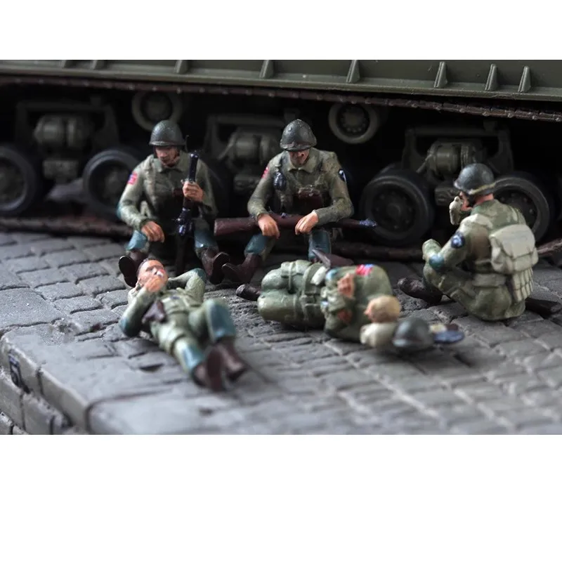 1:72 Scale Model 5 Pcs Normandy Resting US Army Realistic Action Figure  Soldiers Doll Toys DIY Scene Accessory Display Fans