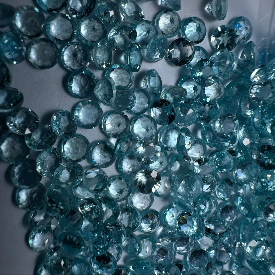 Factory Wholesale 100% Real Natural Round Paraiba Colored Apatite Gemstone Loose Gems Diy Material for Jewelry