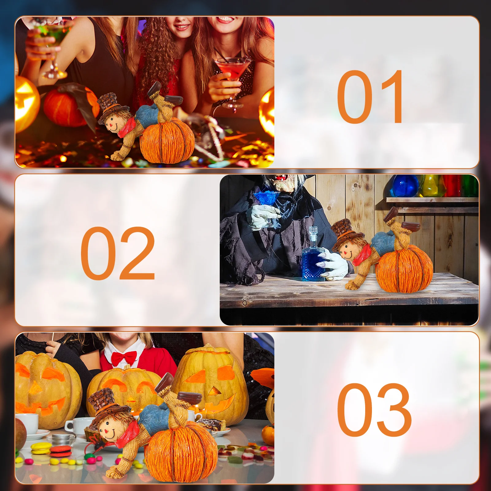 

Halloween Decorations Harvest Party Fall Scarecrow Yard Sign Pumpkin Figure Seasonal Statue
