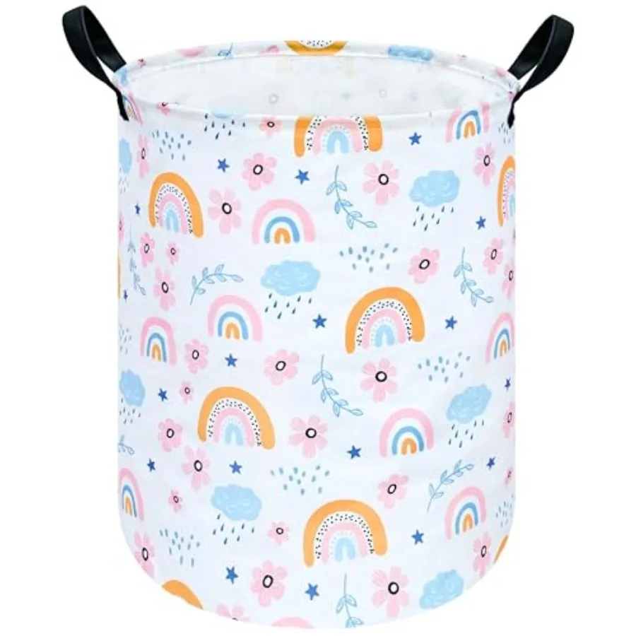 

Round Laundry Hamper Storage Basket Bins Clothes Nursery Hamper for Home, Gift Storage Bins with Handles