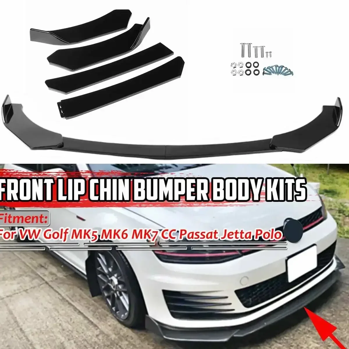 

Front Lip Car Front Bumper Splitter Spoiler Lip Body Kit For VW For Golf MK1 MK2 MK3 MK4 MK5 MK6 MK7 MK8 For Jetta For Scirocco