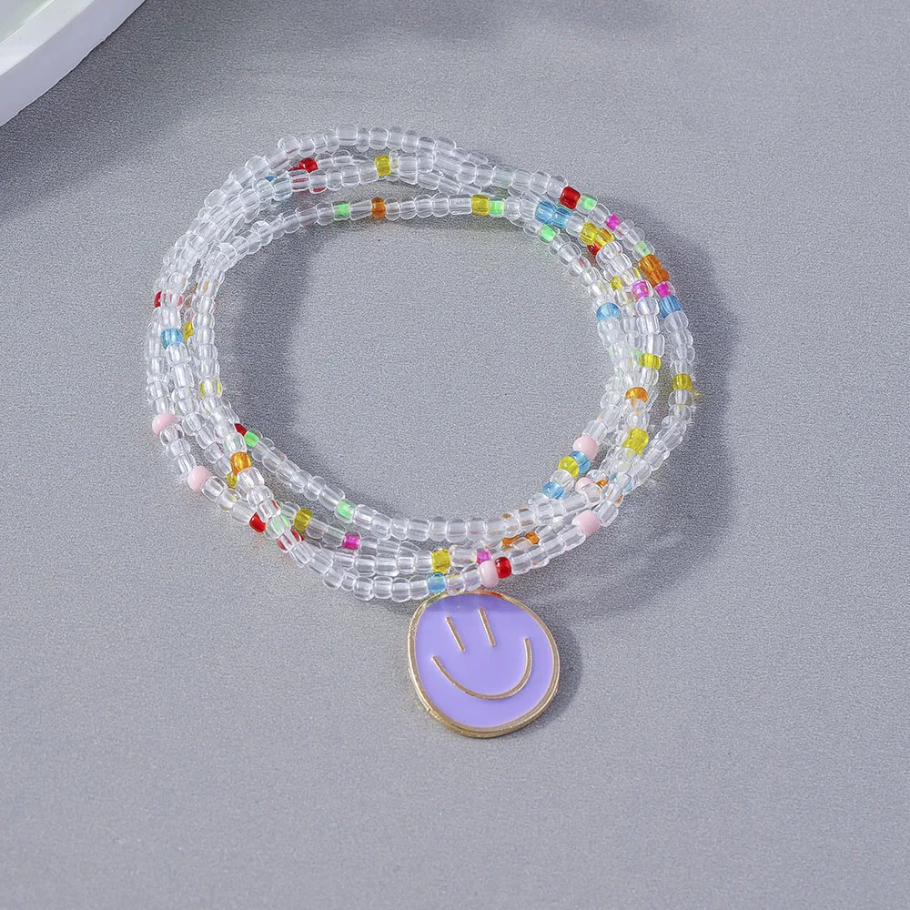 Aihua Bohemia Niedliches Lächeln-Gesichtsarmband für Frauen, buntes mehrschichtiges Perlen-BFF-Armband für beste Freunde, Kinder, Geburtstagsgeschenke – Detail 10