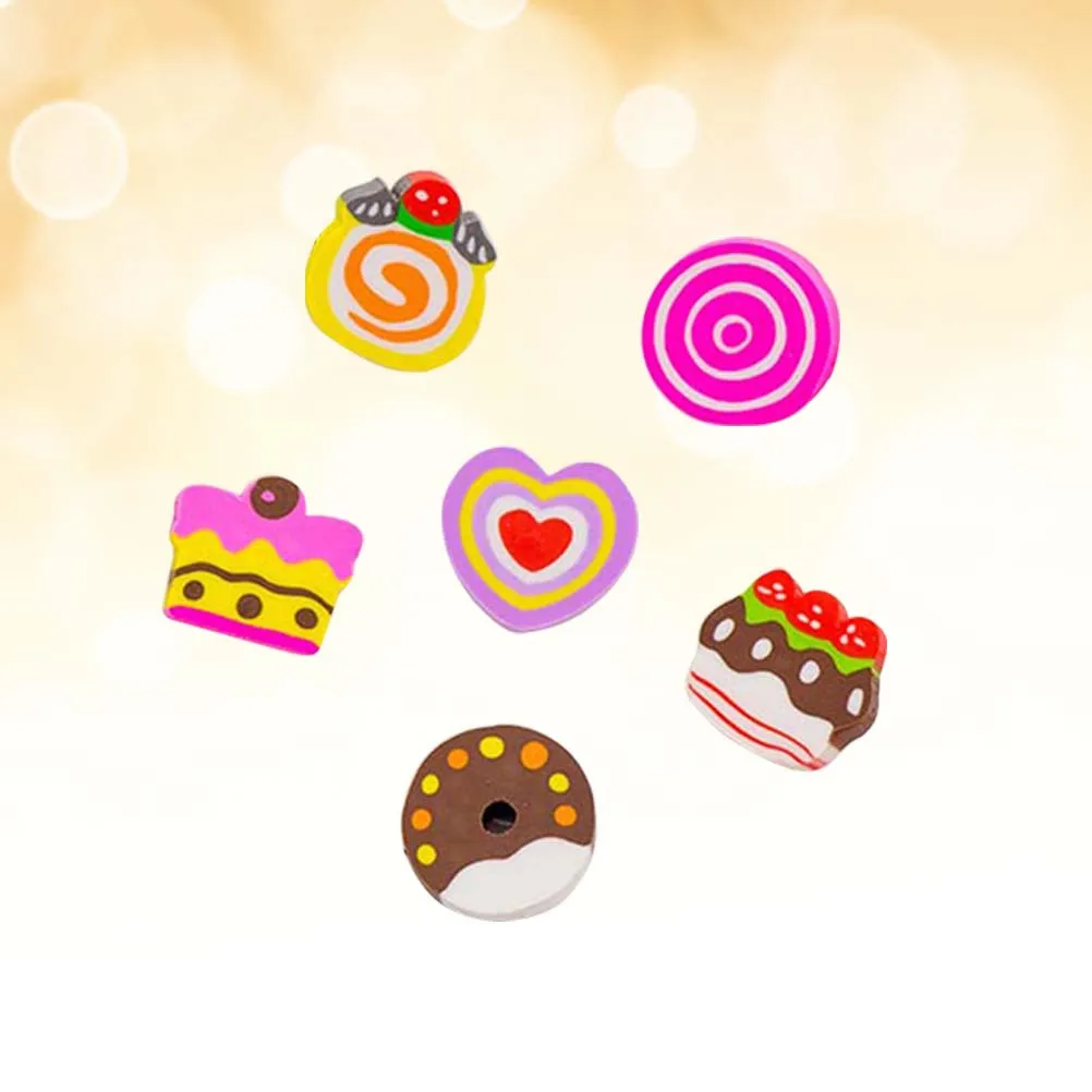 

6Pcs Creative Eraser Set Donut Style Kids Pencil Erasers Bright Color Stationery Supplies for Students School Learning Tools