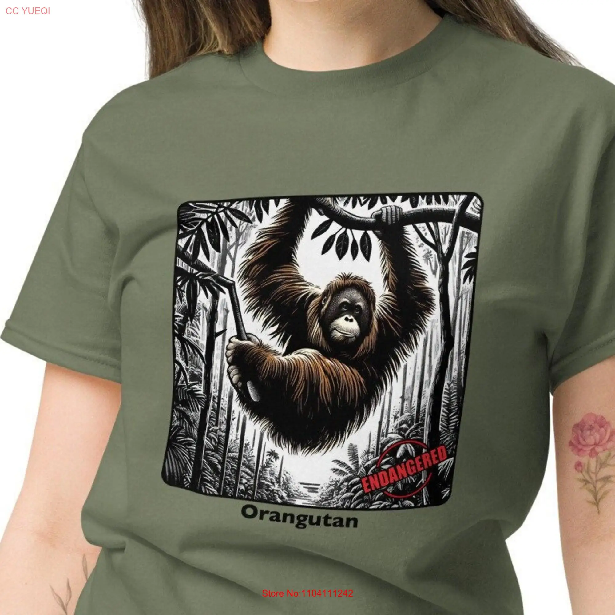 classic tee endangered species orangutan animal monkey ape long or short sleeves