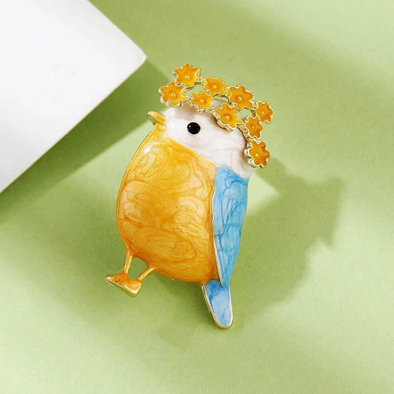 Fashion Cute Flower Wreath Small Bird Brooches For Women Animal Brooch Pins Costume Coat Corsage Suit Scarf Dress Jewelry Gift image 2
