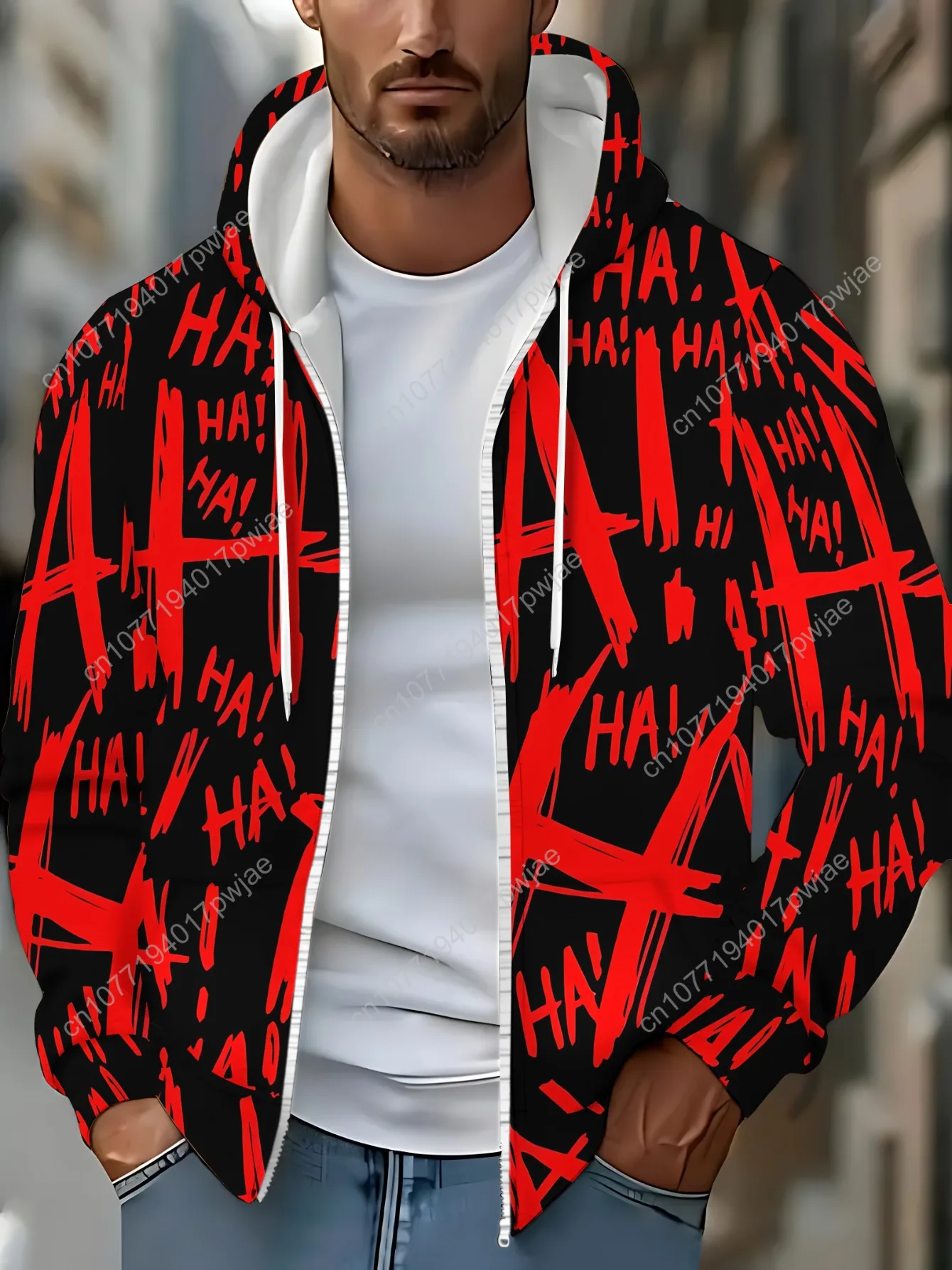 Мужская кепка на молнии с длинными рукавами, спортивная одежда, стильная красная и черная куртка с принтом граффити для активного отдыха, легкая дышащая куртка