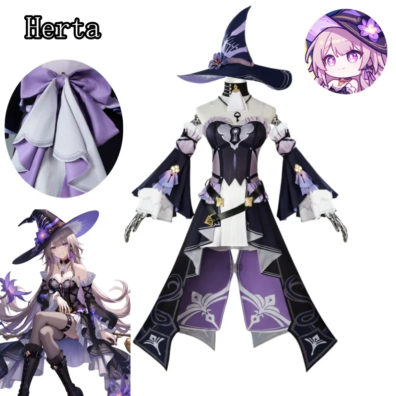 

Anime Game Honkai Star Rail New The Herta Uniform Cosplay Costume Halloween Party Outfits Magic Hat Headwear Prop women Suits