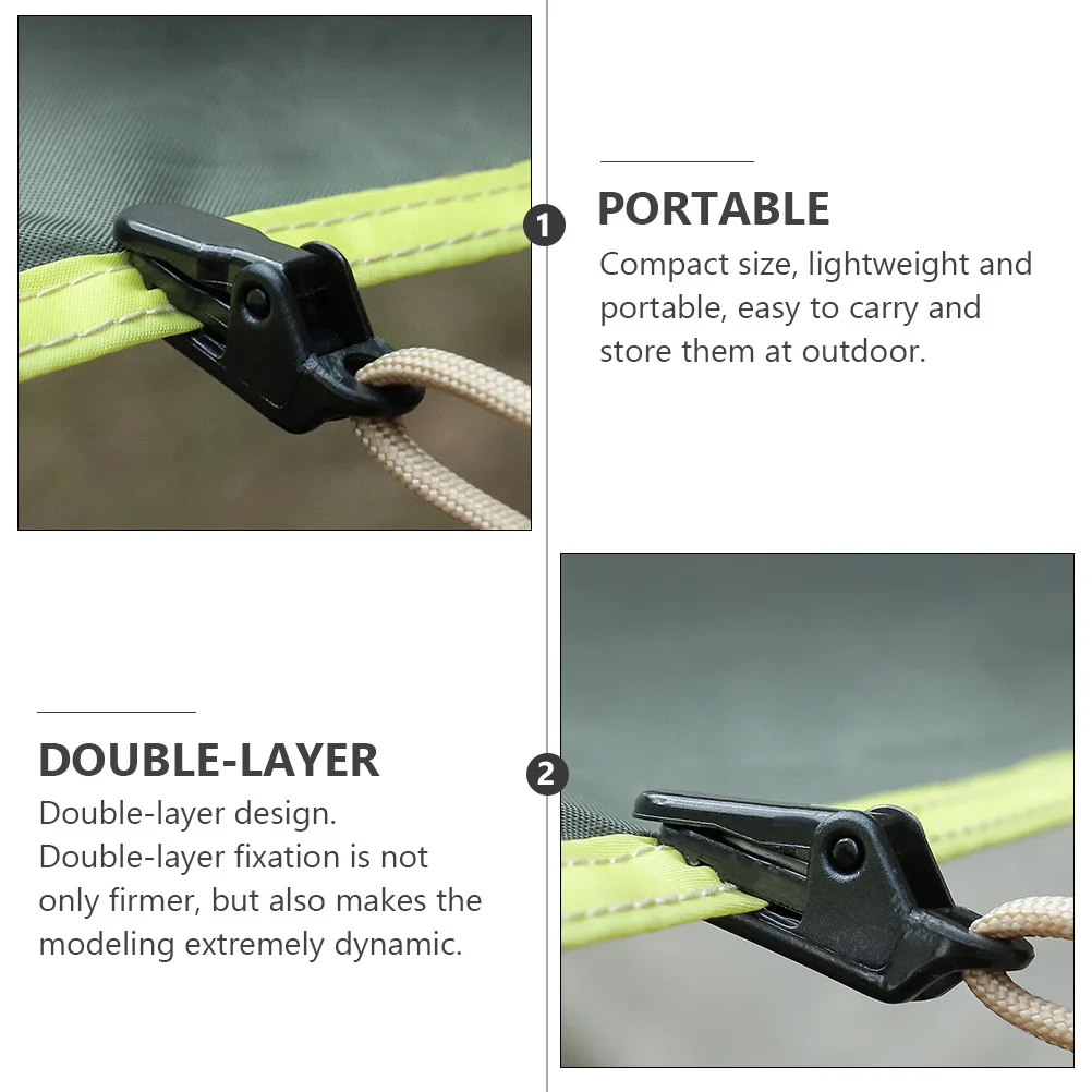 

50Pcs Windproof Crocodile Clips Double Layer Tent Fixing Clamps Outdoor Camping Tarp Fastener Clip Holder Tent Clip