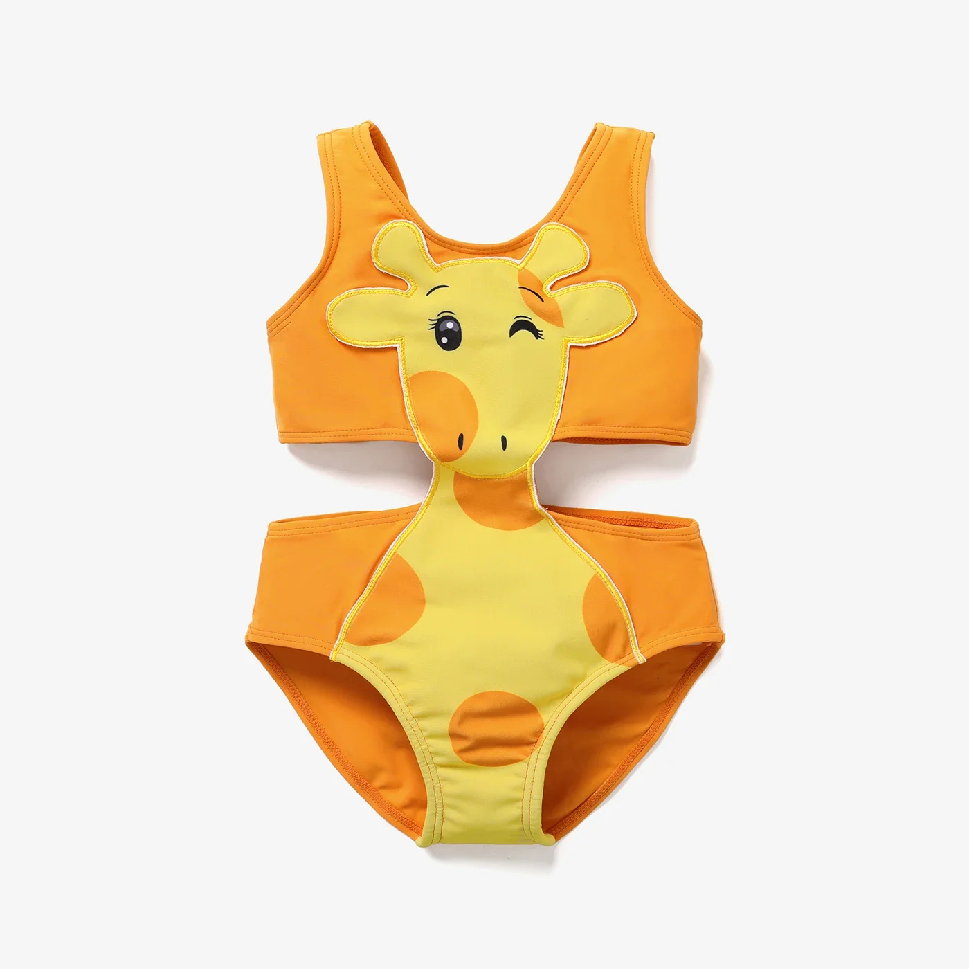 PatPat Toddler Girl Playful Giraffe Design Sleeveless Onepiece Swimsuit Perfect for Outings and Daily Wear Basic Style