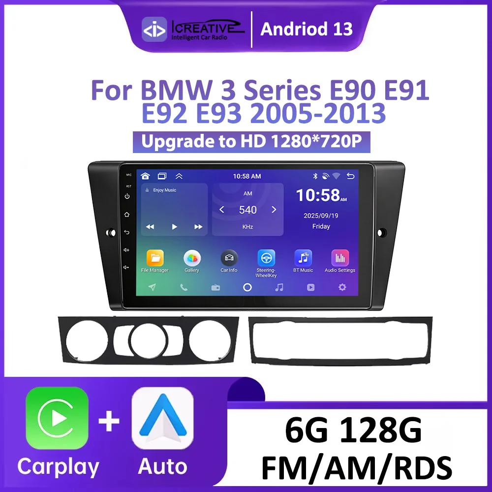 Android Auto Radio For BMW 3 Series E90 E91 E92 E93 2005-2013 Car Multimedia Player Navigation GPS Stereo Wireless Carplay 2 Din