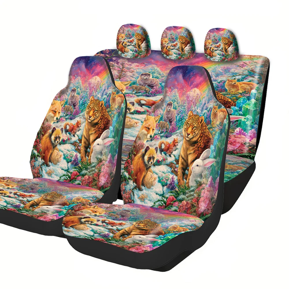 2-5 Seat Set Car Seat Covers, Animal Nature Inspired Covers, Fit For All Cars Trucks SUVs Off-road Vehicles, Festive Halloween