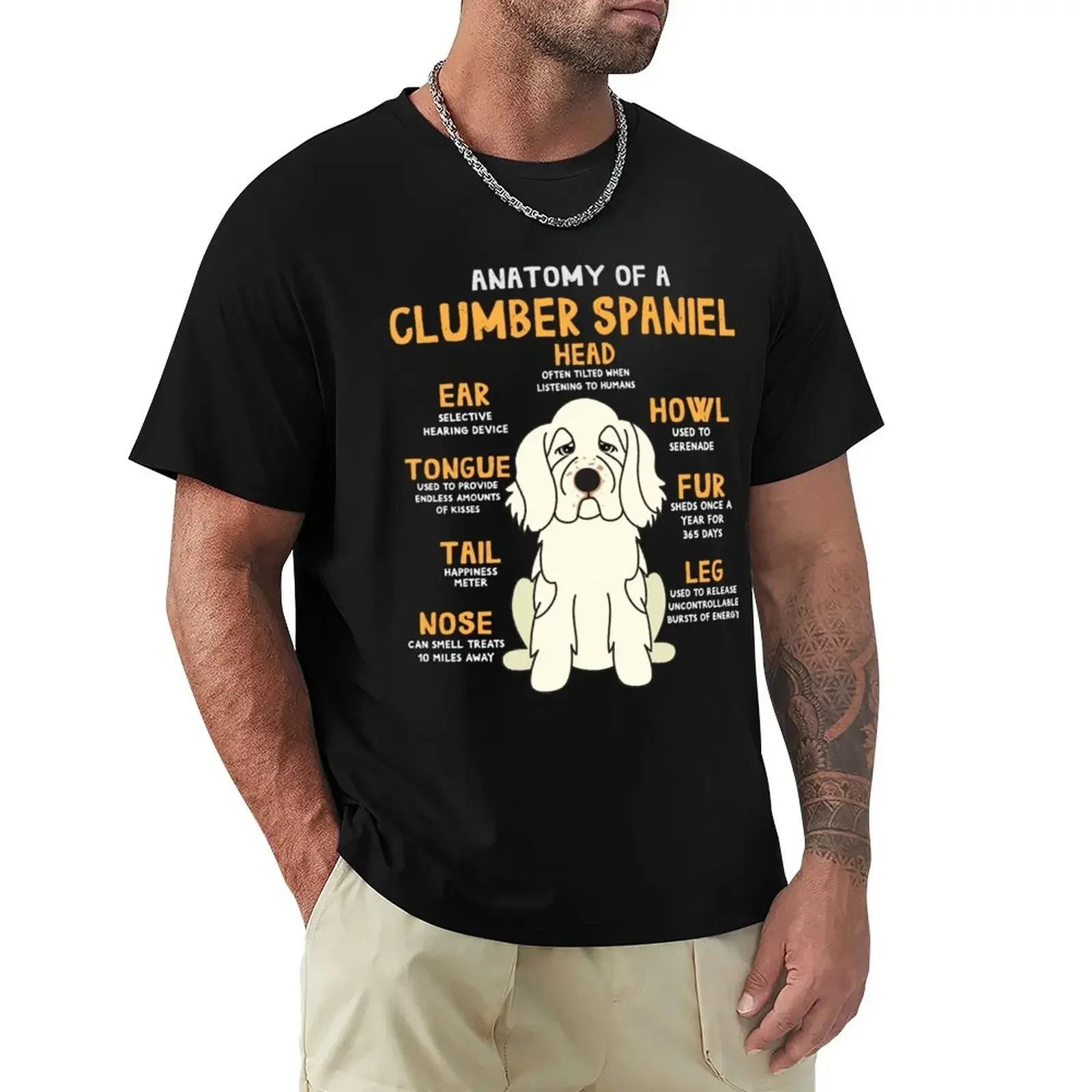 anime sublime black t-shirts for men Anatomy Of Clumber Spaniel Dog T-Shirt tops sports fans oversized t shirts for men