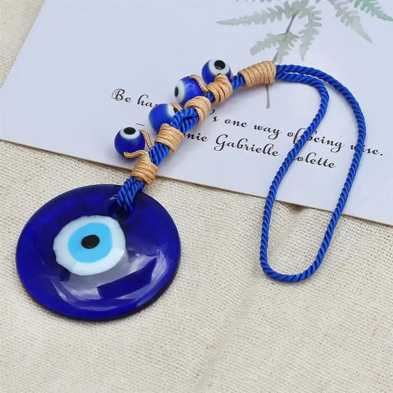 2pcs Blue Evil Eye Pendants Handmade Craft Bead Necklace Key Chain Accessories