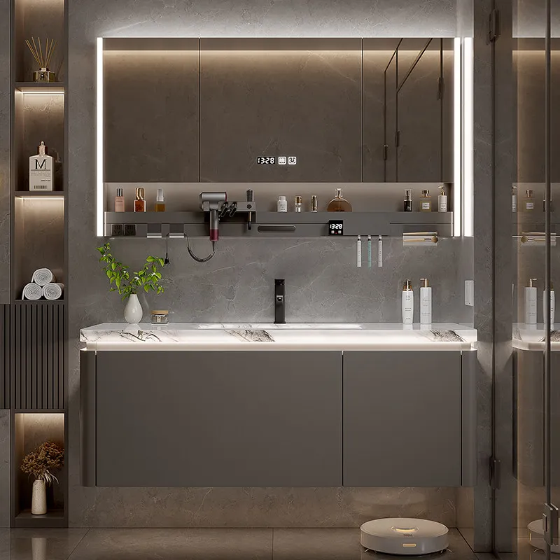 

Роскошная керамическая раковина из камня с закругленными углами, комбинированный шкаф для ванной комнаты, современный простой умывальник для ванной.