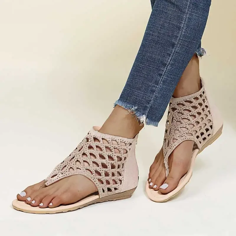 Kobiety drążą płaskie buty Casual Ladies Cover Heel Zip sandały klapki klapki damskie 2021 letnie buty na plażę Plus rozmiar 43