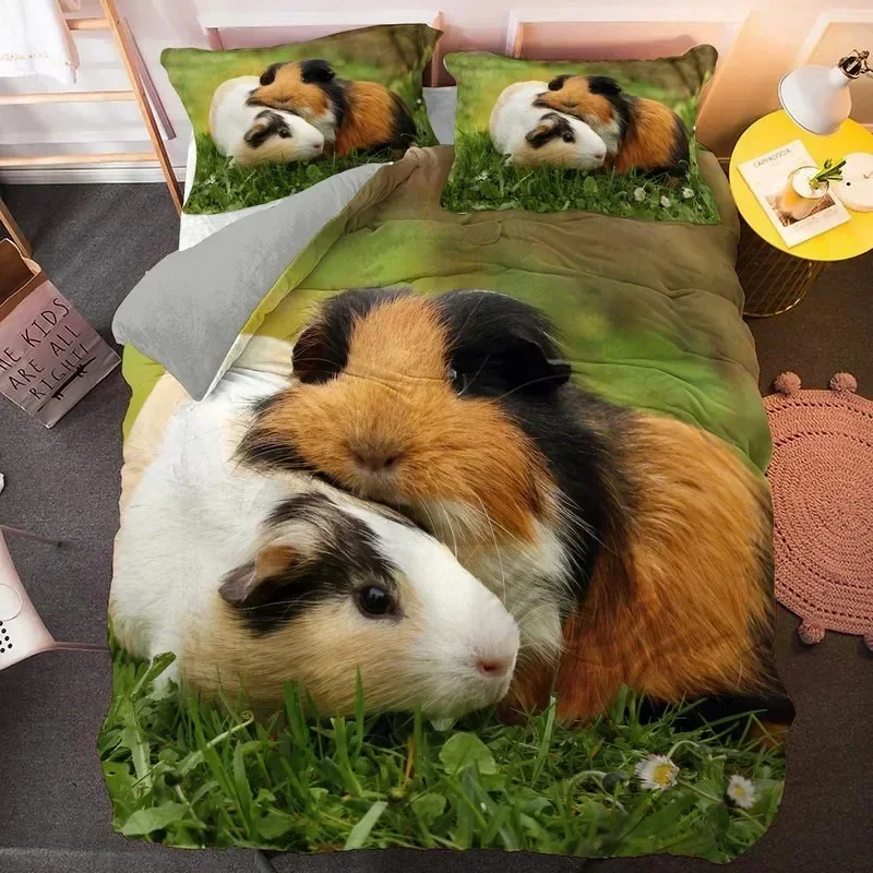 Animal Guinea Pig Cute Mouse Bedding Set Boys Girls Twin Queen Size Duvet Cover Pillowcase Bed Kids