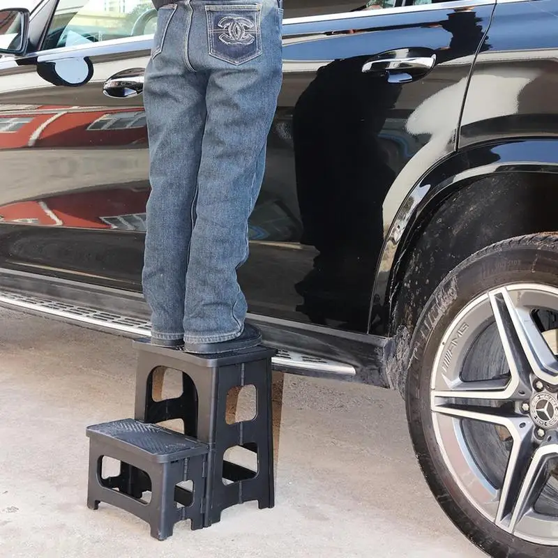 2 Step Ladder Folding Step Stool Bedside Step Stool Non-slip Stepping Stool Wide Pedal Two Step Ladder 2 Step Folding Step Stool