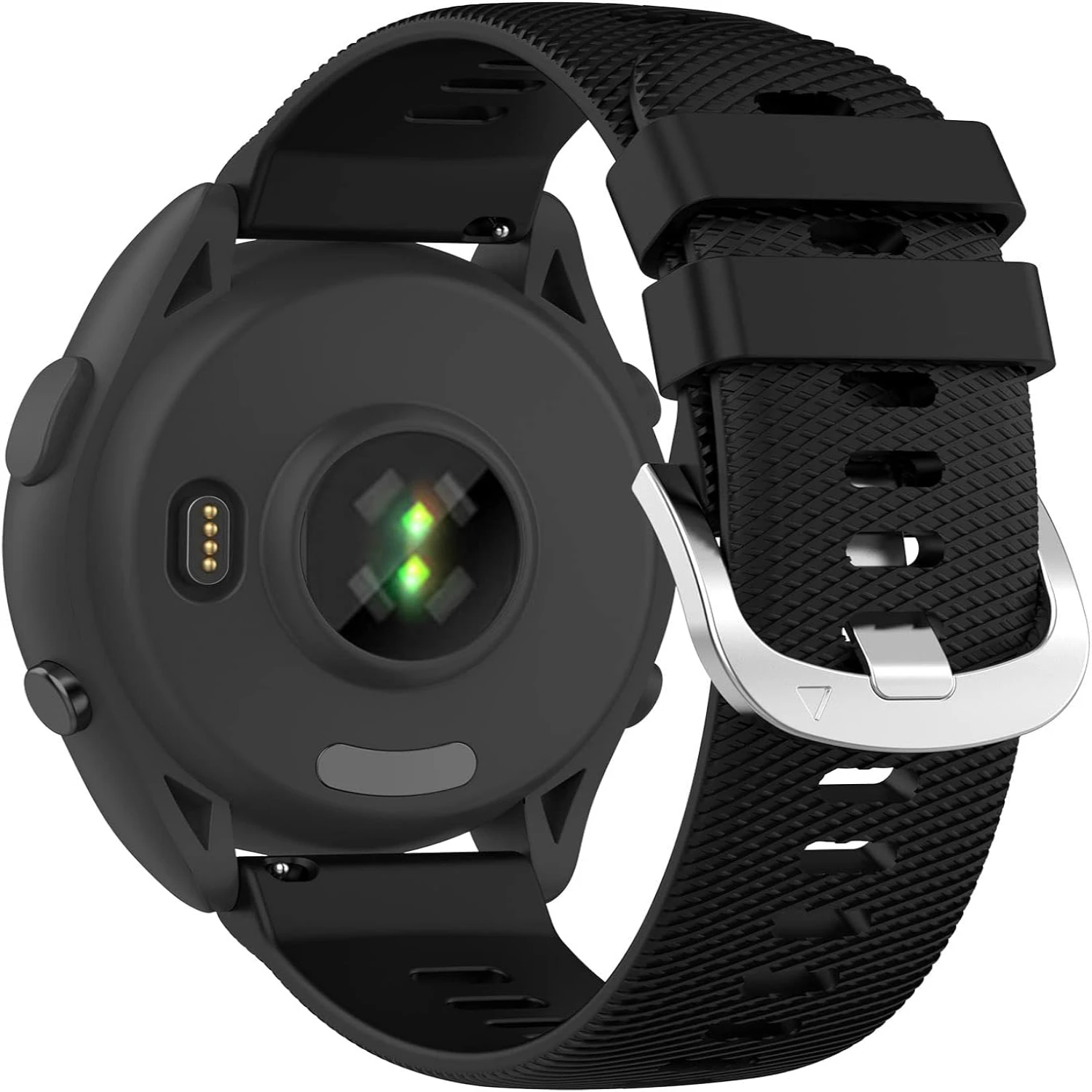 Stylish, durable, and reliable 22mm black silicone replacement wrist watch band - Compatible with Forerunner 265/255 Music - Ide