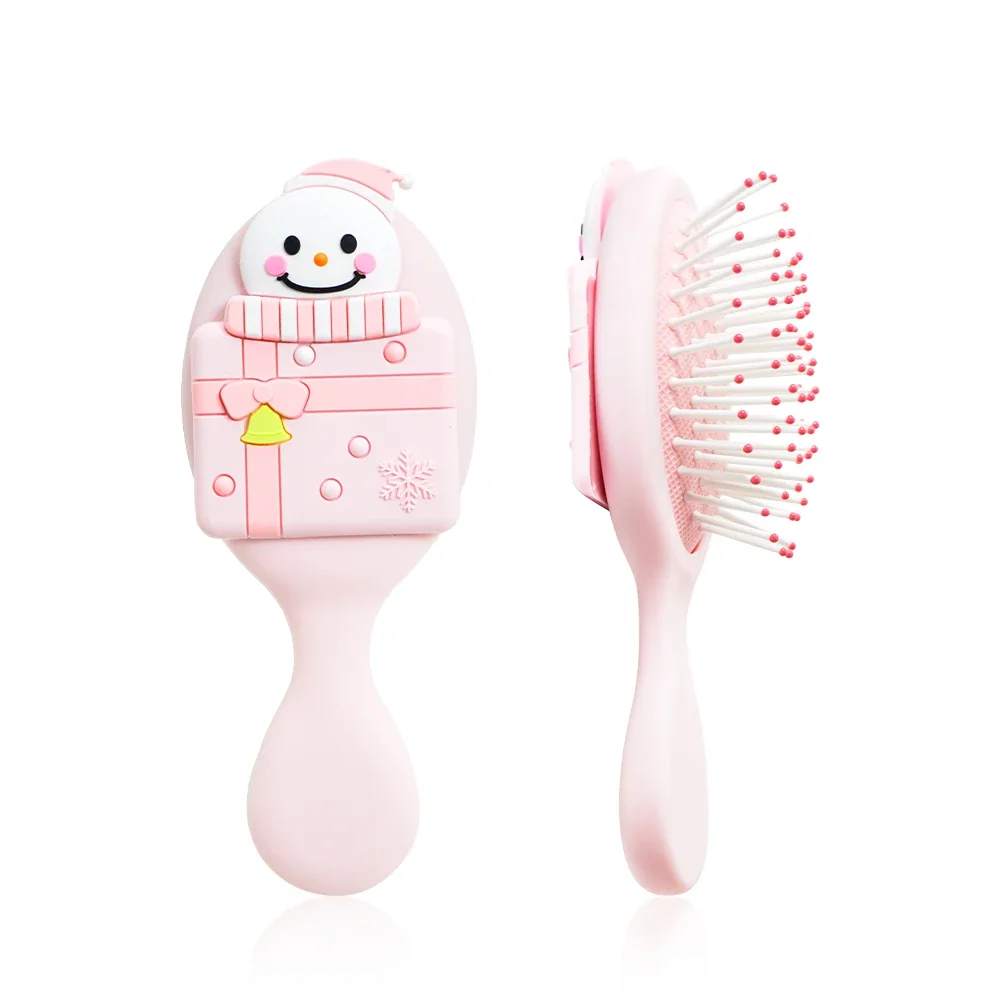 Christmas Snowman 3D Cartoon Air-Cushion Massage Hairbrush Festive Holiday Gift Portable Hair Styling Tool for Home Use