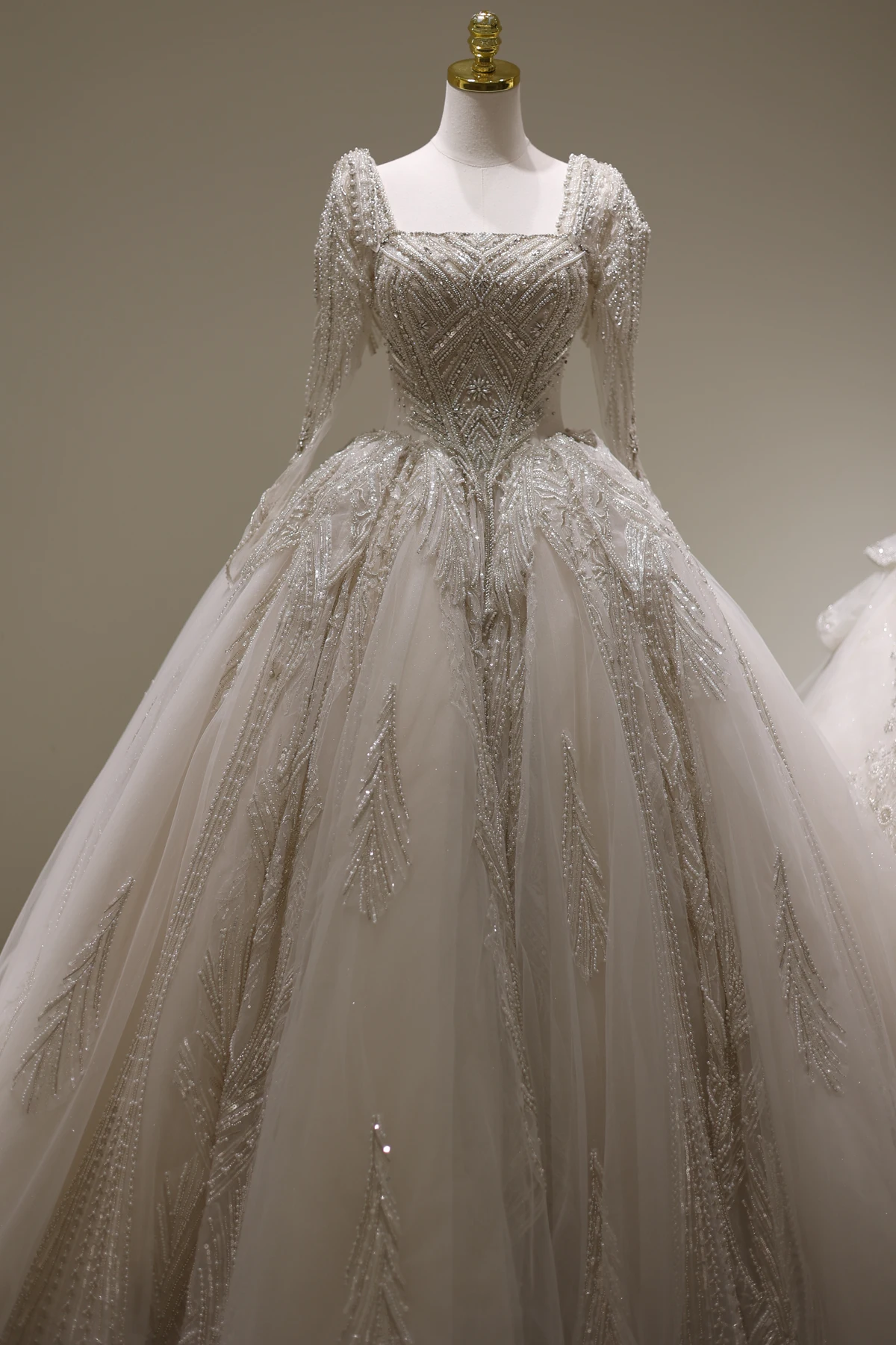 Sharon Said Saudi Arabië Luxe Baljurk Trouwjurk 100% Echte Foto Vierkante Hals Moslim Bruid Jurken RS006 Aangepaste