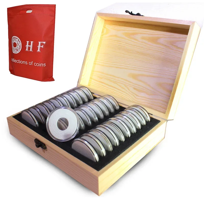 Commemorative Coin Storage Box With Adjustment Pad 20/25/30/35/40mm Adjustable Commemorative Coin Collection Case