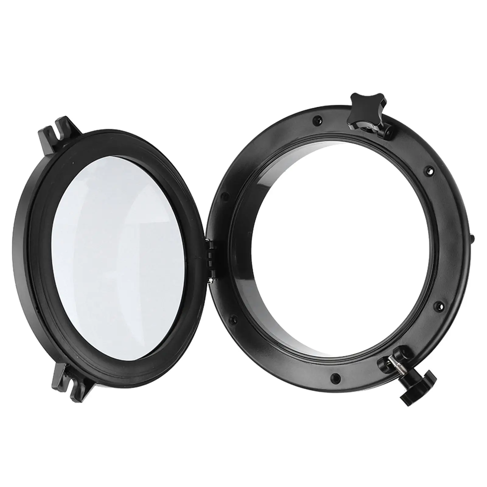 Portátil Rodada Stalinite Janela para RV Barco Iate, Universal Marinha Porthole, Novo, Preto, 10"