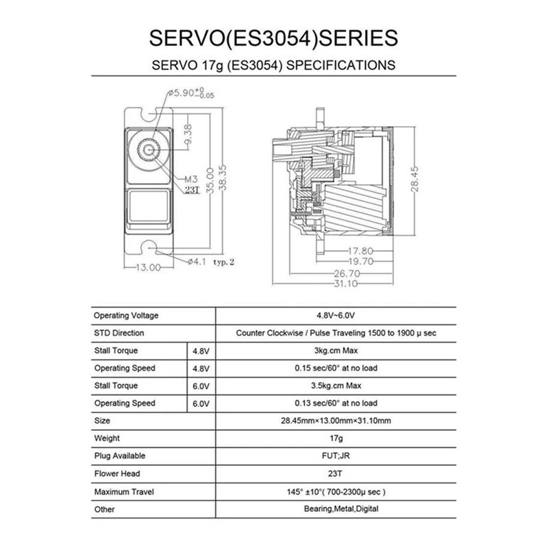 Super Sale EMAX ES3054 Servo Metal Gear Digital Servo 4.8V-6.0V for RC Airplane Fixed-Wing Drone Upgrade Parts