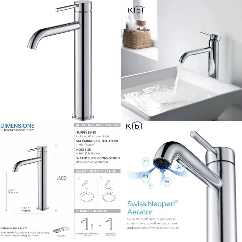 

Single Handle High Arc Brass Faucet for Bathroom Sink - Single Hole Design, Corrosion Resistant, Solid Brass Construction