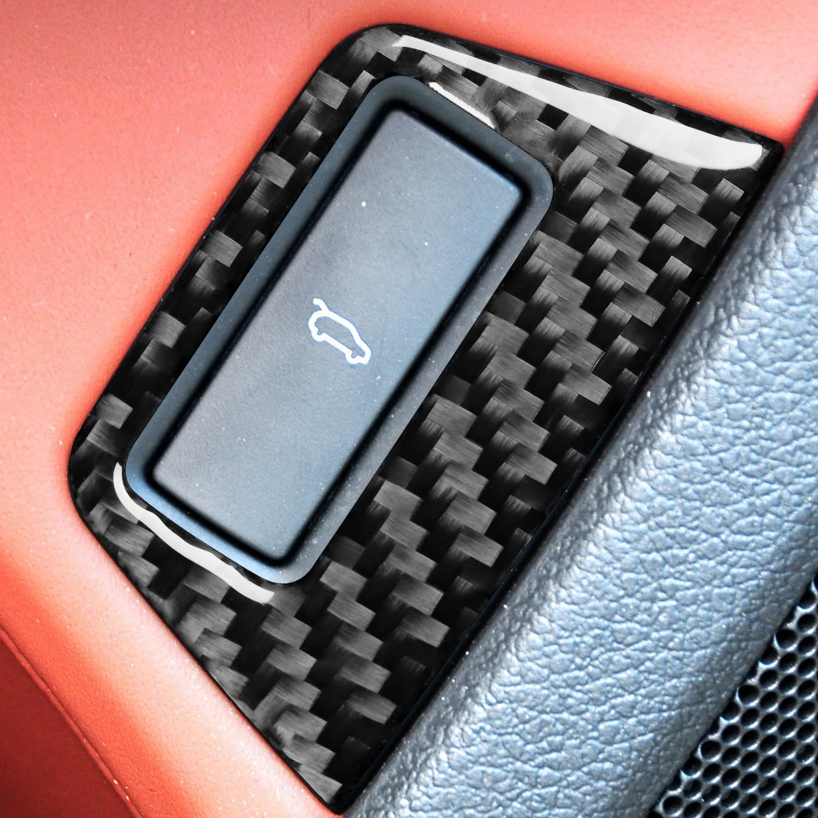 1PC 3*3 3K Real Carbon Fiber Interior Fuel Cap Switch Button Overlay Trim for Audi Q7 1st Generation 4L (2007-2015)