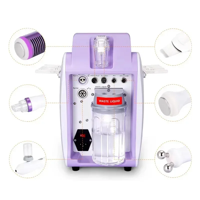 Professional 6 in 1 Hydrogen Oxygen Facial Machine Microdermabrasion Bio-lifting Bubble Skin Care Device for Salon Spa Home Use