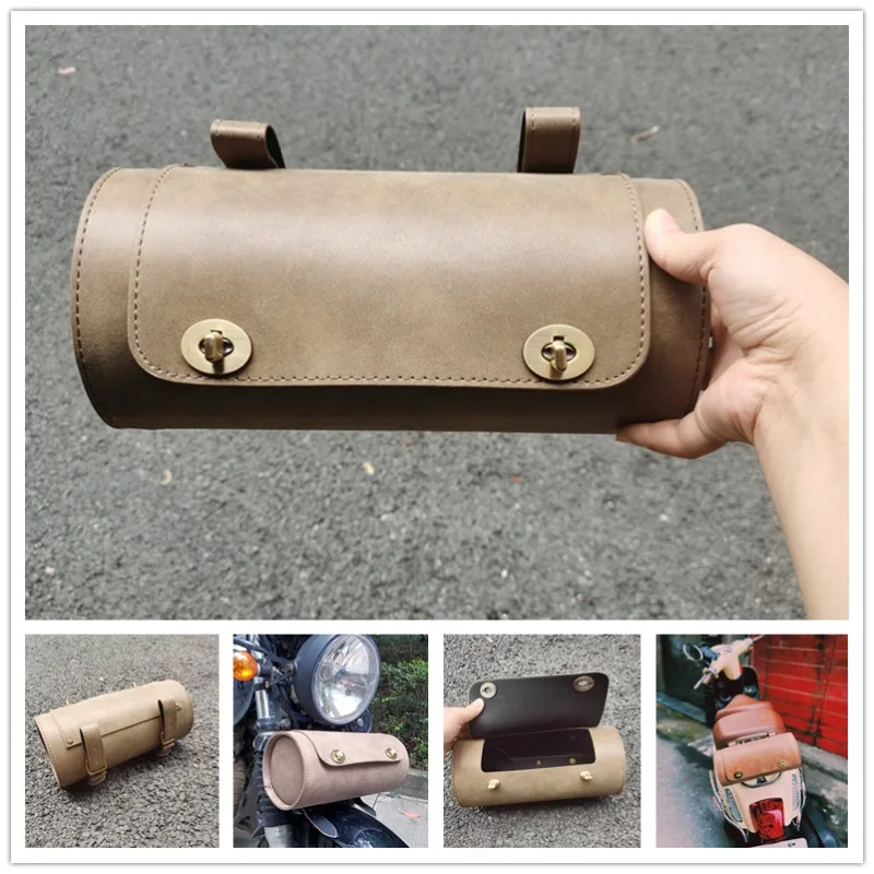 

Electric vehicle hanging bag, motorcycle side bag, locomotive retro bicycle leather cylinder rear seat/front hard bag