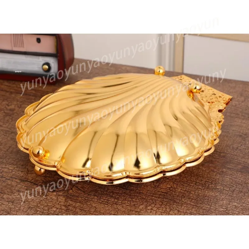 Vintage Gold Zinc Alloy Hollow Fruit Bowl Light Luxury Decorative Tray for Living Room Home Ornament