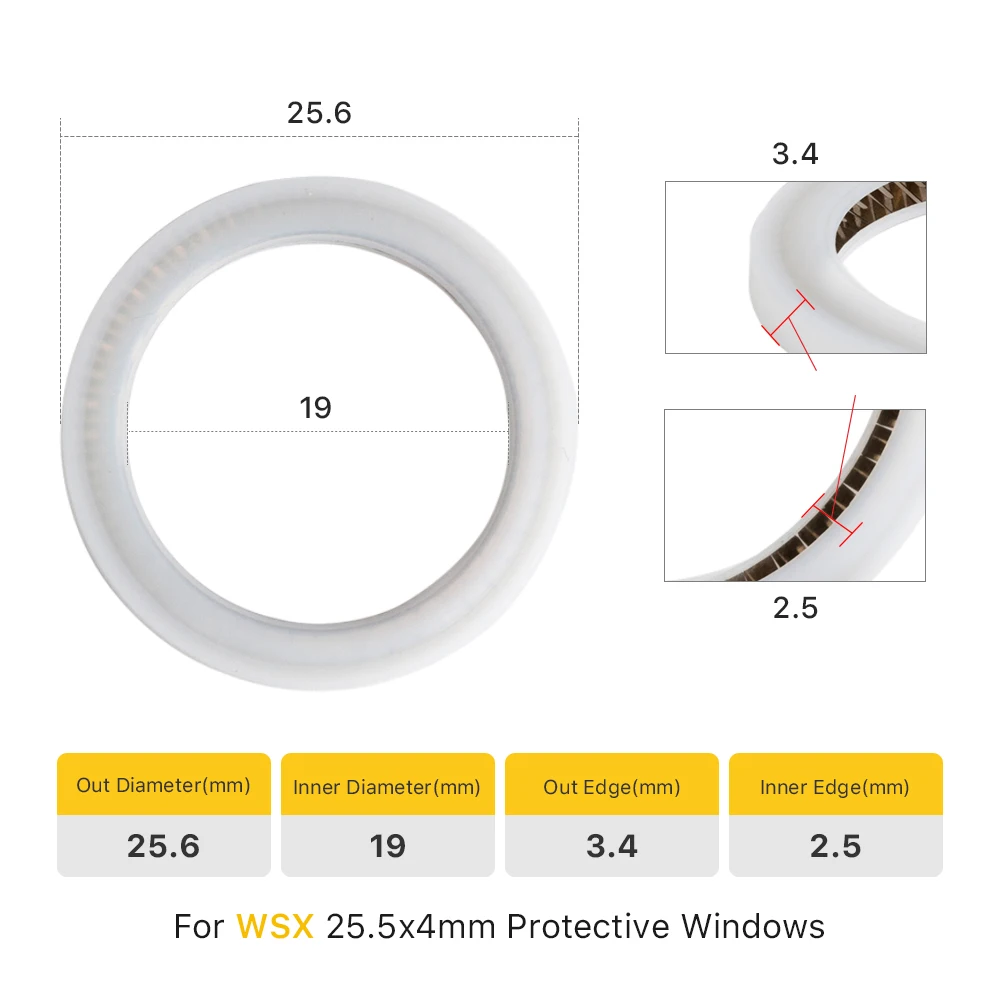 Ultrarayc Laser Dicht Ring für 37*7mm & 30*5mm WSX Schutzhülle Windows 37.5 × 29 × 3,7mm für WSX Laser Kopf KC13 KC15 NC30 SW20 – Detail 3