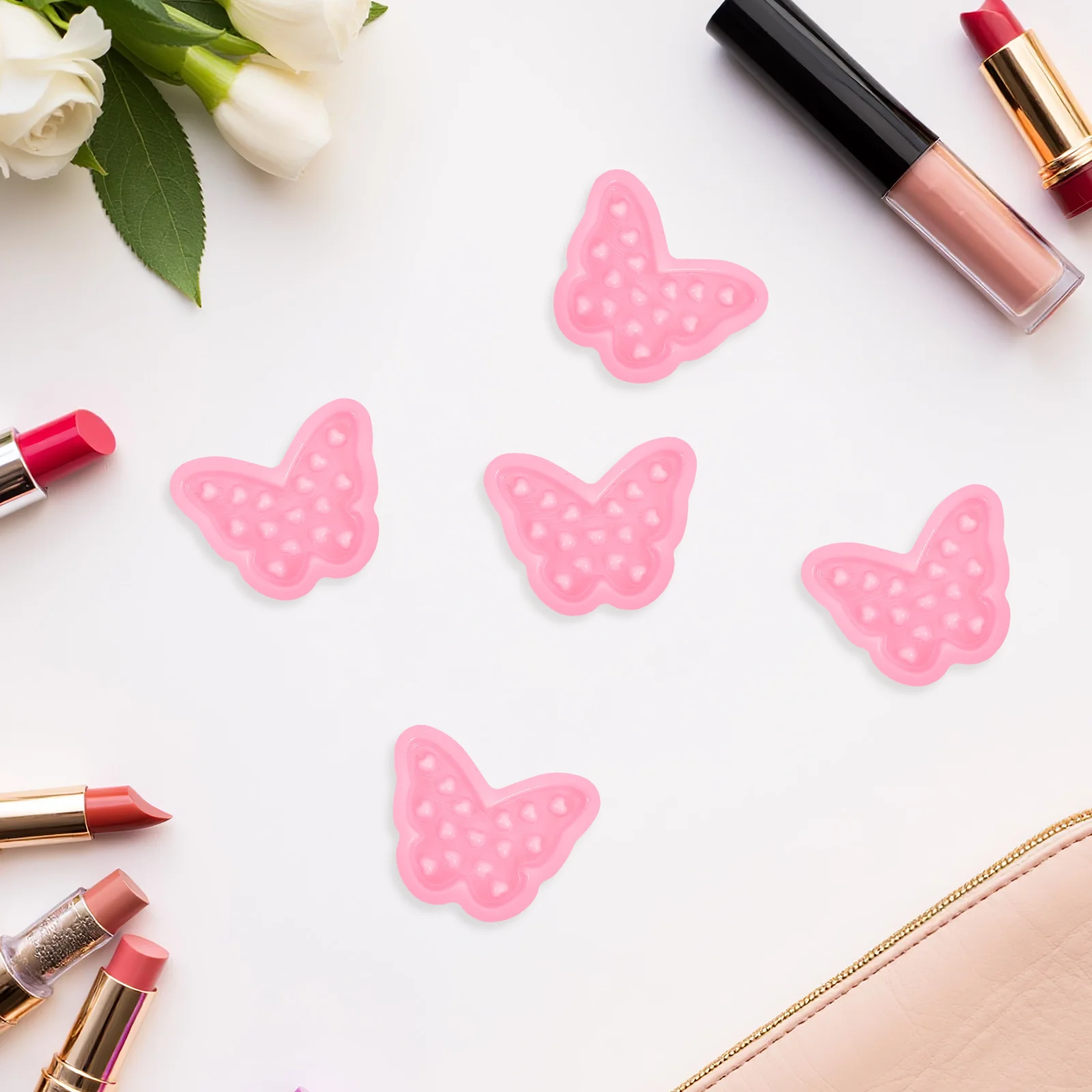 

100Pcs Butterfly-Shaped Eyelash Holder Tray Reusable Lash Extension Adhesive Palette Easy Clean False Eyelash Grafting Supplies