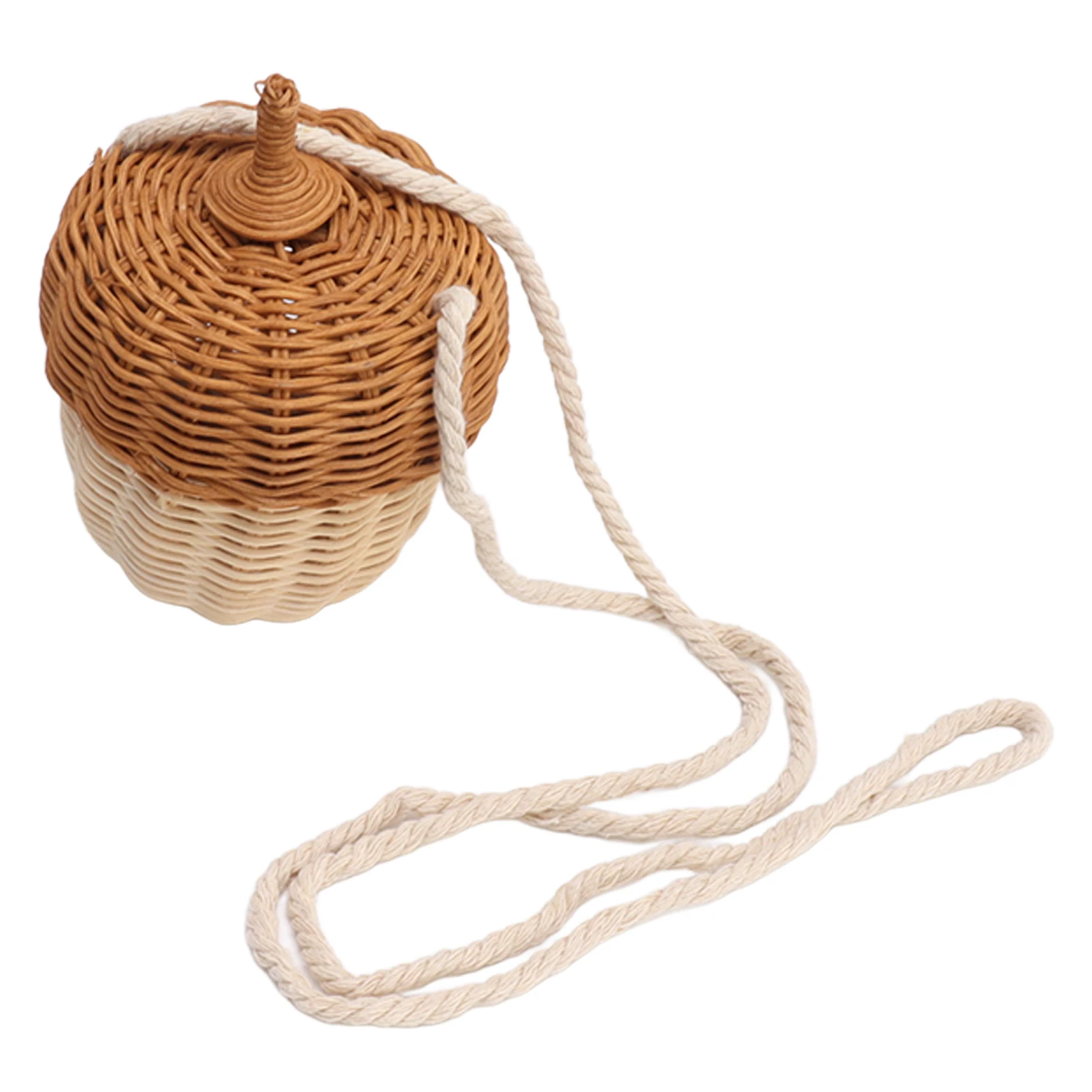 Small Rattan Storage Basket Hand Woven Decorative Acorn Shaped Basket Bag for Photography Props Household