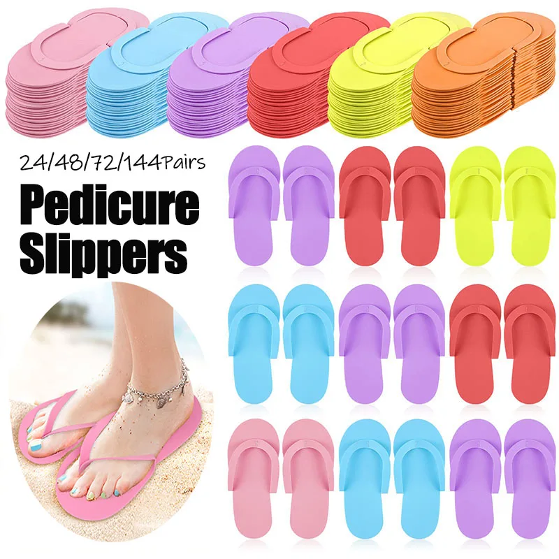 Anti-Slip Pedicure Slippers Disposable Flip Flops EVA Foam Spa Slippers Multi Color Pedicure Sandals Bulk Kit Supplies for Guest