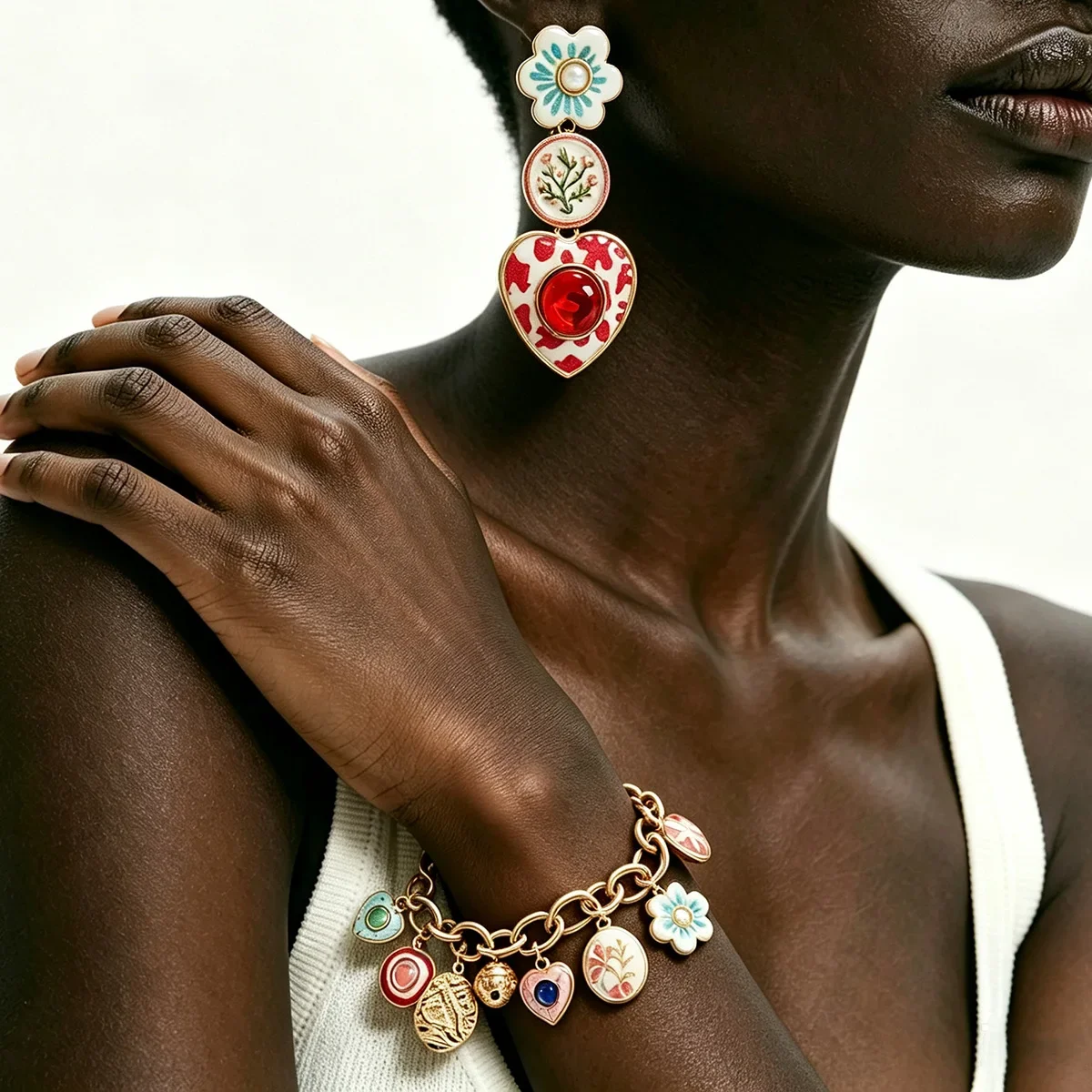 Multicolor Natural Stone Beaded Thin Bracelet Gold Sun Flower Charm Delicate Stackable Bracelet Boho Women Daily Jewelry