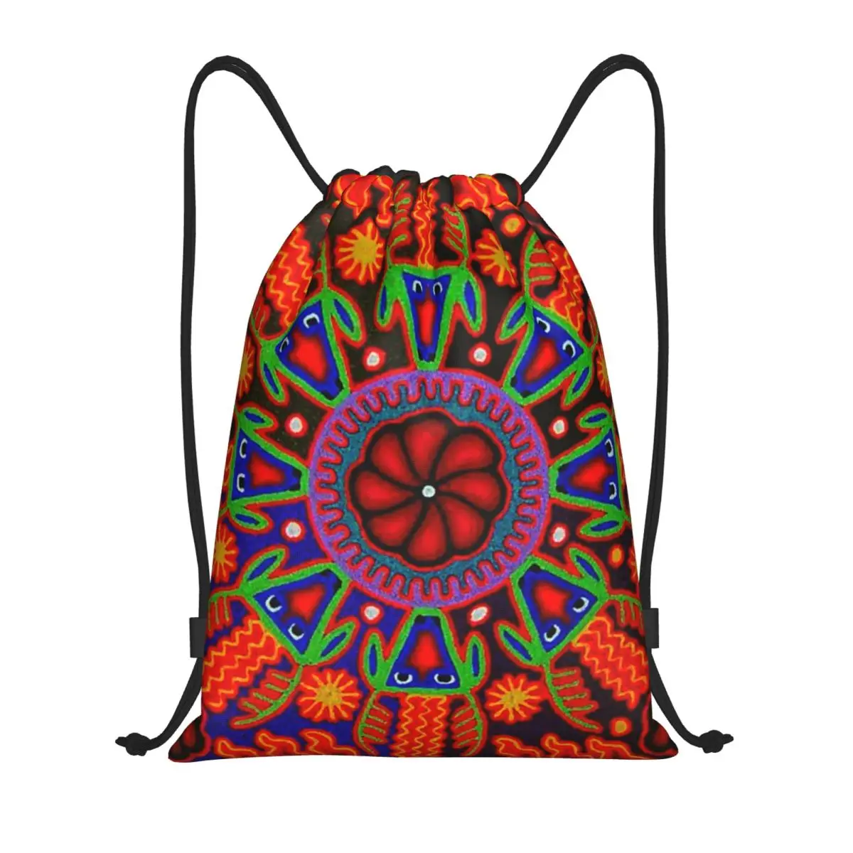 Custom Mexican Colorful Huichol Drawstring Backpack Bags Men Women Lightweight Gym Sports Sackpack Sacks for Traveling