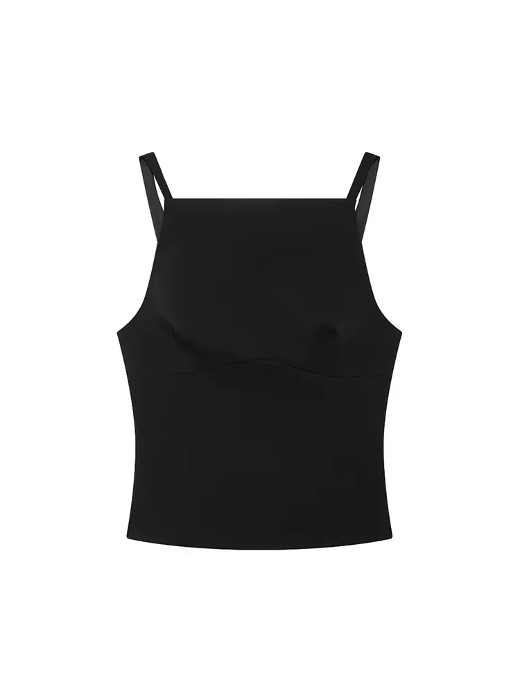 

Willshela Women Fashion Black Side Zipper Backless Bow Lace Up Vest Vintage Straps Square Collar Female Chic Lady Tank Tops