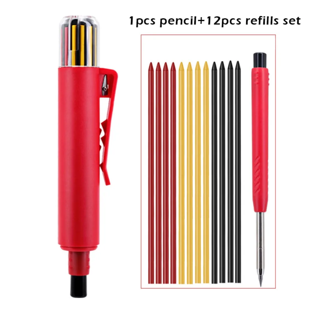

Portable 2.8mm Lead Woodworking Pencil Built-in Sharpener Deep Hole Mechanical Pencil Construction Pencils Carpenter Work