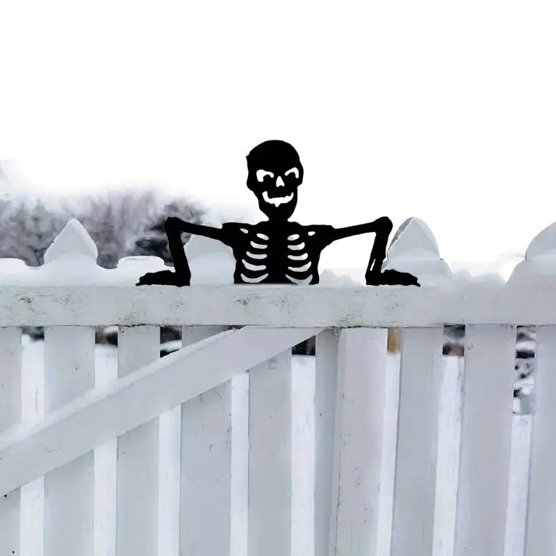 الحديد صورة ظلية لطيف الجمجمة تمثال سياج الديكور في الهواء الطلق هالوين المعادن حديقة ساحة ديكورات منزلية