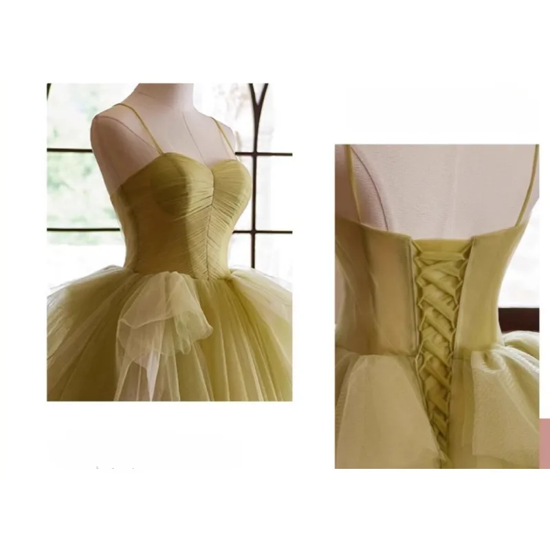 New Banquet Strap Light Wedding Dress, Evening Dress, Fashion Mesh, Super Immortal Premium Style, Same Temperament Long Dress