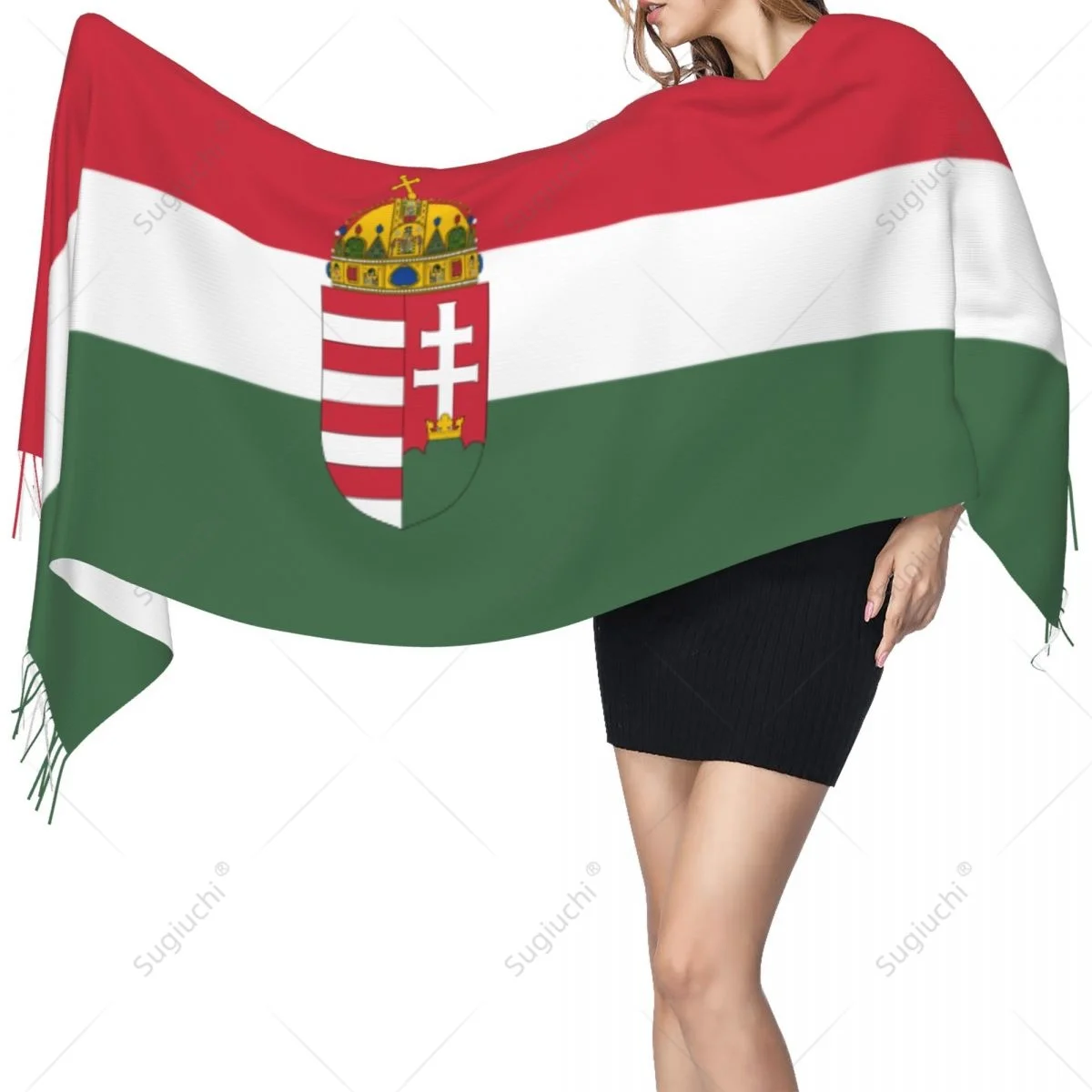 Hungary Emblem Flag Scarf Pashmina Warm Scarves Shawl Wrap Hijab Spring Winter Multifunction Unisex