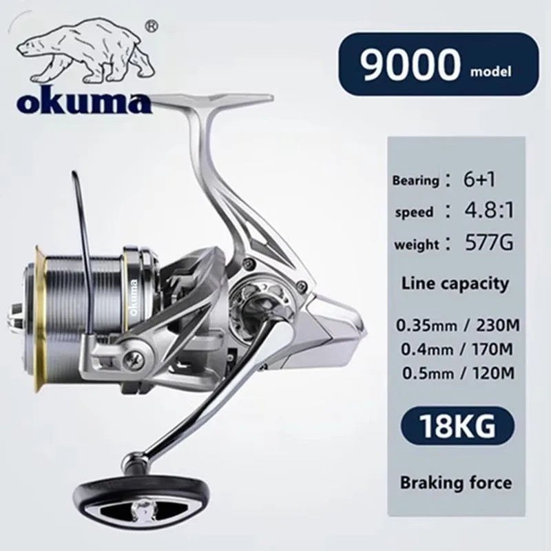 OKUMA Big Spinning Fishing Reel 8000-14000 9000 10000 12000 Max